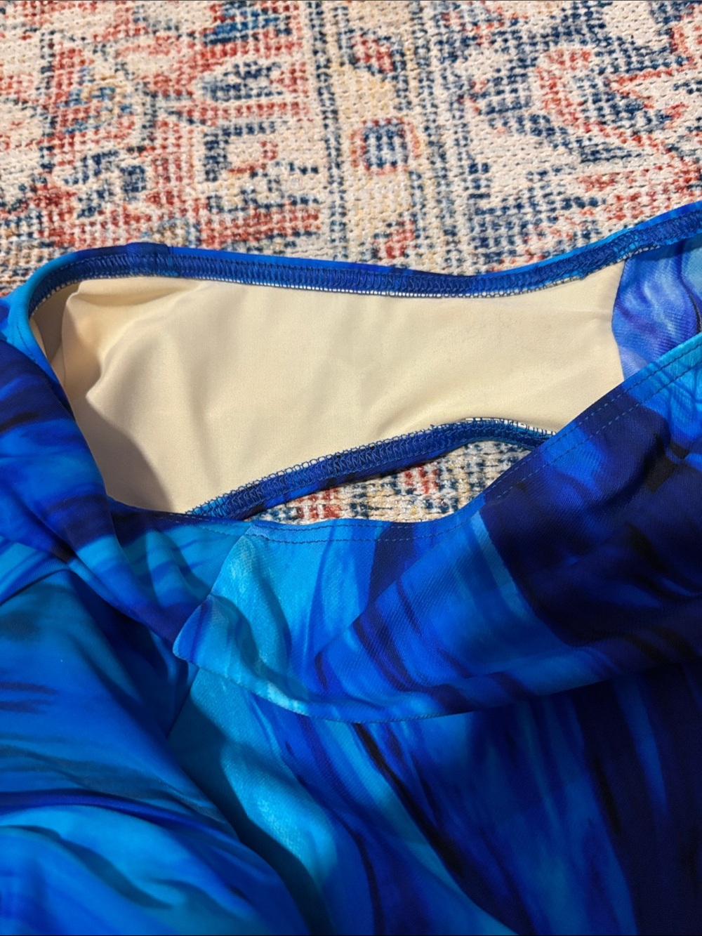 Miraclesuit Blue Printed Faux Wrap One Piece Swimsuit SZ 16DD EUC - Picture 5 of 5